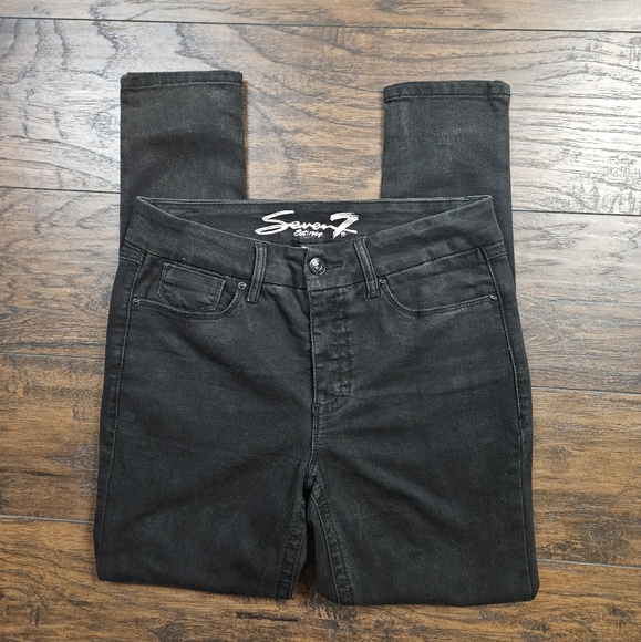 Seven7 Women's Tummyless Mid Rise Slimming Skinny Jean Black Size 10 - Picture 5 of 11